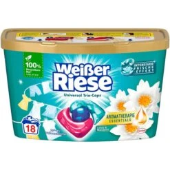 Weißer-Riese Waschmittel Universal Trio-Caps, Aromatherapie Lotus & Mandelöl, 234g, 18 WL