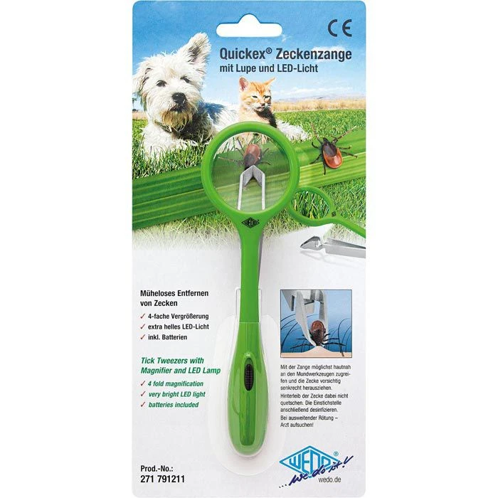 Wedo Zeckenentferner Quickex 271791211, Grün, Zeckenzange, Aus Metall, Mit Lupe Und LED-Licht 5 Wedo Zeckenentferner Quickex 271791211, Grün, Zeckenzange, Aus Metall, Mit Lupe Und LED-Licht – Bild 5