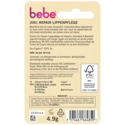 Bebe Lippenbalsam 3in1 Repair Lippenpflege, Mit Glycerin, Avocadoöl Und Mandelöl, 4,9g 15 Bebe Lippenbalsam 3in1 Repair Lippenpflege, Mit Glycerin, Avocadoöl Und Mandelöl, 4,9g -Tork Shop 1dfb0af7610c24da8a489636706bcc27c8c2ca78 lippenbalsam bebe 3in1 repair lippenpflege