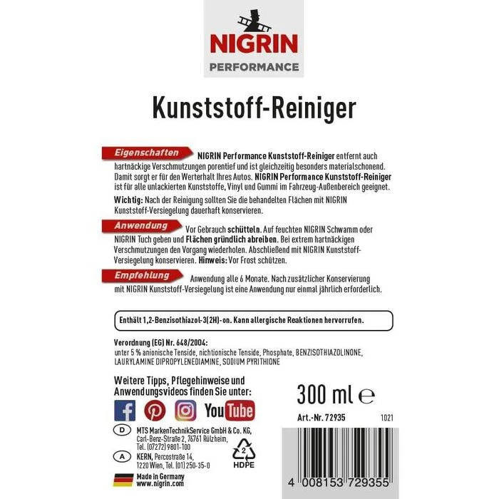 Nigrin Kunststoffreiniger Performance 72935, Kunststoff-Reiniger, Spray, 300 Ml 2 Nigrin Kunststoffreiniger Performance 72935, Kunststoff-Reiniger, Spray, 300 Ml – Bild 2