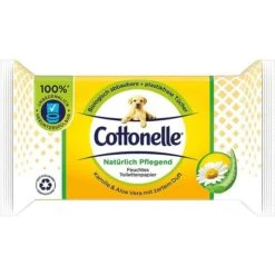 Cottonelle Toilettenpapier Natürlich Pflegend, Feuchte Toilettentücher, Kamille, 44 Tücher