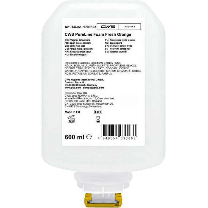 CWS Seife PureLine Foam Fresh Orange, Schaumseife, Nachfüller, 600ml 1 CWS Seife PureLine Foam Fresh Orange, Schaumseife, Nachfüller, 600ml