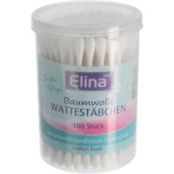 Elina-med Wattestäbchen In Dreh-Dose, Für Erwachsene, Mit Papierschaft, 100 Stück