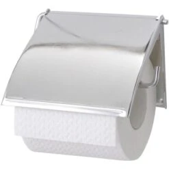 Wenko Toilettenpapierspender Cover 18265100, Metall, Für 1 Kleinrolle, Mit Abdeckung, Silber