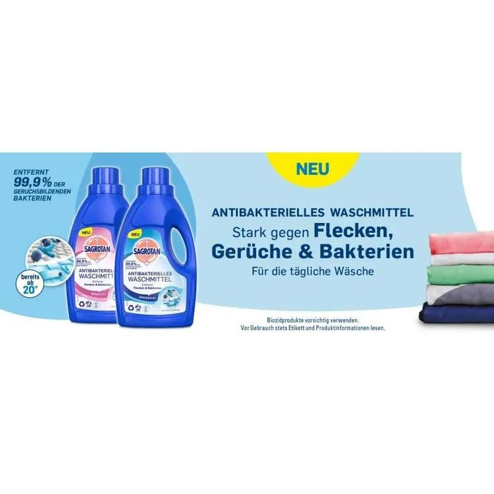 Sagrotan Waschmittel Sensitiv, Antibakteriell, Vollwaschmittel, Gel, 1,8 Liter, 36 Waschladungen 2 Sagrotan Waschmittel Sensitiv, Antibakteriell, Vollwaschmittel, Gel, 1,8 Liter, 36 Waschladungen – Bild 2