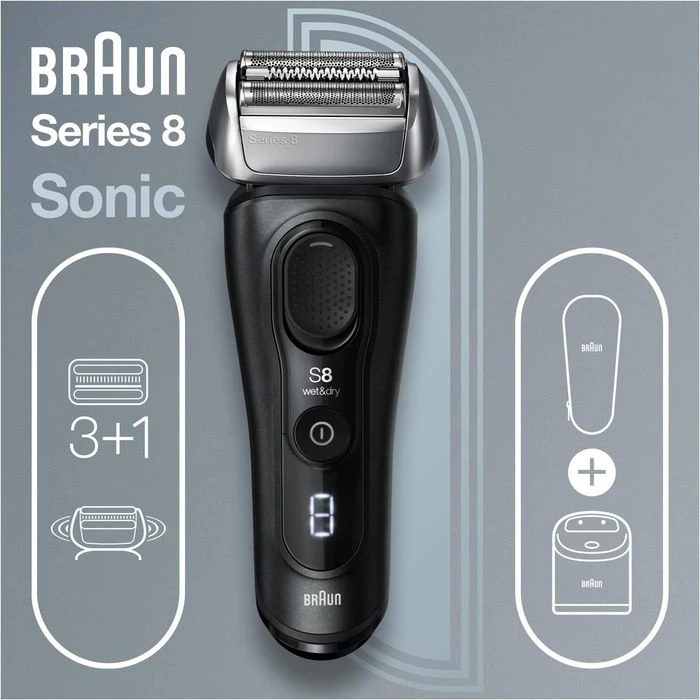 Braun Elektrorasierer Series 8 8450cc, Schwarz, Wet&Dry, 3+1 Scherkopf, Trimmer+Reinigungsstation 7 Braun Elektrorasierer Series 8 8450cc, Schwarz, Wet&Dry, 3+1 Scherkopf, Trimmer+Reinigungsstation – Bild 7