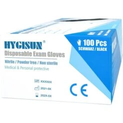 HYGISUN Einmalhandschuhe Intco Nitril, Puderfrei, Schwarz, 100 Stück, Größe M -Tork Shop 3e9bfa1888aa6e232ebe396be9d05753bbbba629 einmalhandschuhe hygisun intco nitril puderfrei