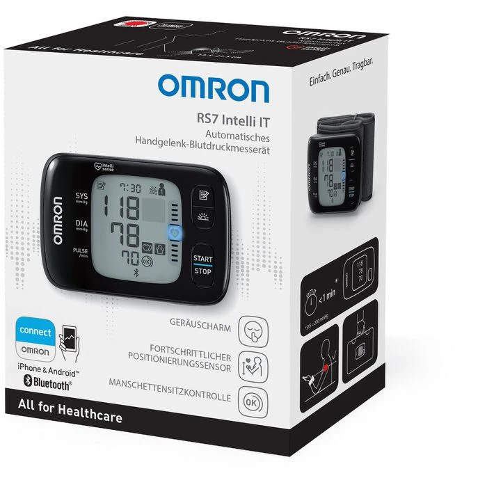 OMRON Blutdruckmessgerät RS7 Intelli IT, Handgelenk, Messung Vollautomatisch, Bluetooth 6 OMRON Blutdruckmessgerät RS7 Intelli IT, Handgelenk, Messung Vollautomatisch, Bluetooth – Bild 6
