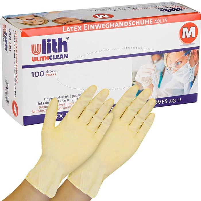Ulith Latex Natur Puderfrei Gr.M Einmalhandschuhe, 100 Stück 1 Ulith Latex Natur Puderfrei Gr.M Einmalhandschuhe, 100 Stück