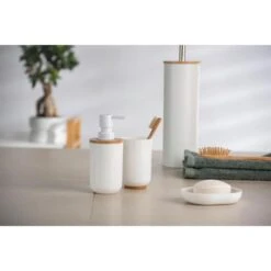 Wenko Zahnputzbecher Posa, Kunststoff, Mit Bambus Highlight, Weiß -Tork Shop 460bdb8a5aabd5ad993a3b3cf9b245e76cead6e8 zahnputzbecher wenko posa