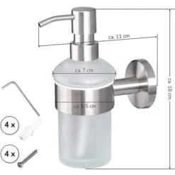 Bremermann Seifenspender PIAZZA 9418, Glas & Edelstahl, Silber / Weiß, 200ml -Tork Shop 514843ec284f6a9cb512e4ae0c65c1df37112ab6 seifenspender bremermann piazza 9418