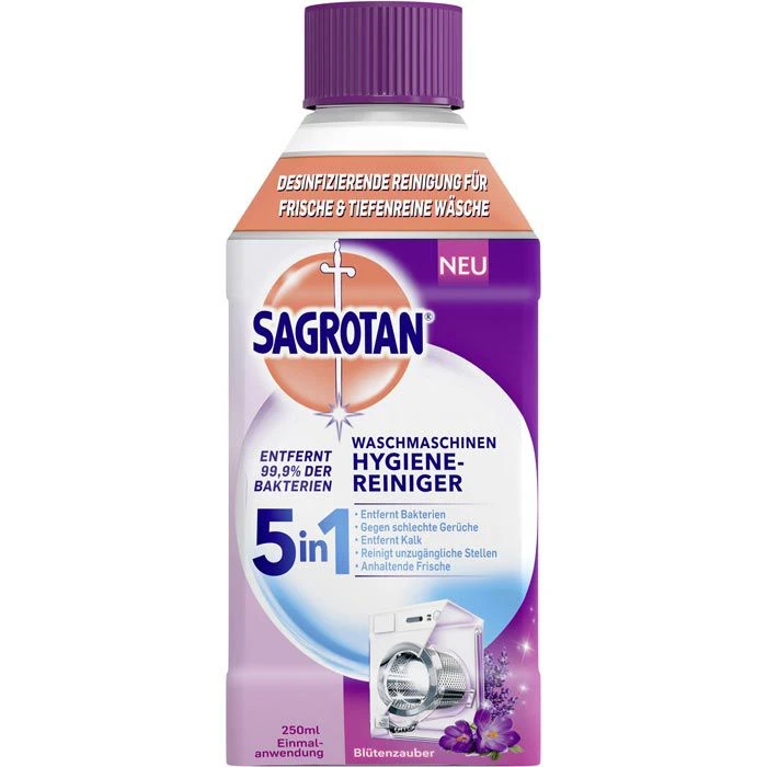 Sagrotan Waschmaschinenreiniger 5in1, Blütenzauber, Hygienereiniger, In Der Flasche, 250ml 1 Sagrotan Waschmaschinenreiniger 5in1, Blütenzauber, Hygienereiniger, In Der Flasche, 250ml