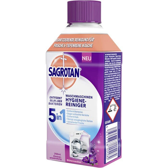 Sagrotan Waschmaschinenreiniger 5in1, Blütenzauber, Hygienereiniger, In Der Flasche, 250ml 2 Sagrotan Waschmaschinenreiniger 5in1, Blütenzauber, Hygienereiniger, In Der Flasche, 250ml – Bild 2