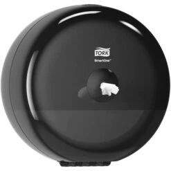 Tork Toilettenpapierspender SmartOne Mini, 681008, T9, Kunststoff, Für Mini Jumbo Rollen, Schwarz -Tork Shop 68896559745d4d1d987bff8cdb5772412700f6be toilettenpapierspender tork smartone mini 681008