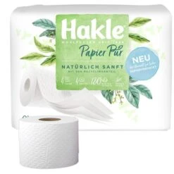 Hakle Toilettenpapier Papier Pur, 4-lagig, Tissue, 180 Blatt, 4 Rollen