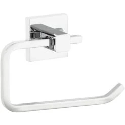 Tesa Toilettenpapierspender Deluxxe, 40400, Ohne Bohren, Metall, Für 1 Kleinrolle, Silber