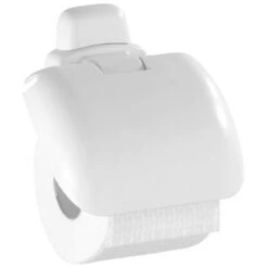 Wenko Toilettenpapierspender Pure, 17941100, Kunststoff, 1 Kleinrolle, Mit Abdeckung, Weiß