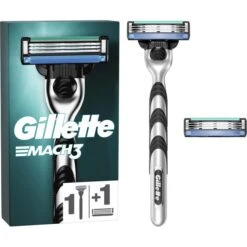 Gillette® Gillette Rasierer Mach3, Für Herren, 3-Klingensystem, Inkl. 2 Klingen