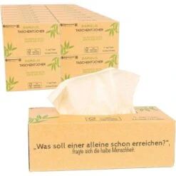 Pandoo Taschentücher Aus Bambus, Bio, 3-lagig, 100% Plastikfrei, 100 Tücher, 24 Pack