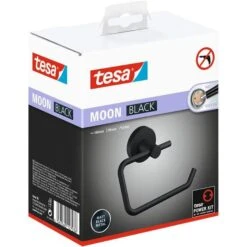 Tesa Toilettenpapierspender Moon Black, 40560, Ohne Bohren, Metall, Für 1 Kleinrolle, Schwarz -Tork Shop 972c319c93f8bbee2a1dcae9ef592c2156271eda toilettenpapierspender tesa moon black 40560