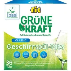 Fit Spülmaschinentabs Grüne Kraft Classic, Geschirr-Reiniger, Phosphatfrei, 36 Tabs