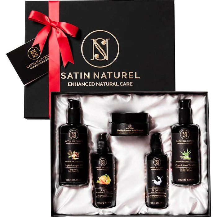 Satin-Naturel Geschenkset Bio Anti-Aging Premium, Beautyset Mit Arganöl, Hyaluron, Aloe Vera & Mehr 1 Satin-Naturel Geschenkset Bio Anti-Aging Premium, Beautyset Mit Arganöl, Hyaluron, Aloe Vera & Mehr