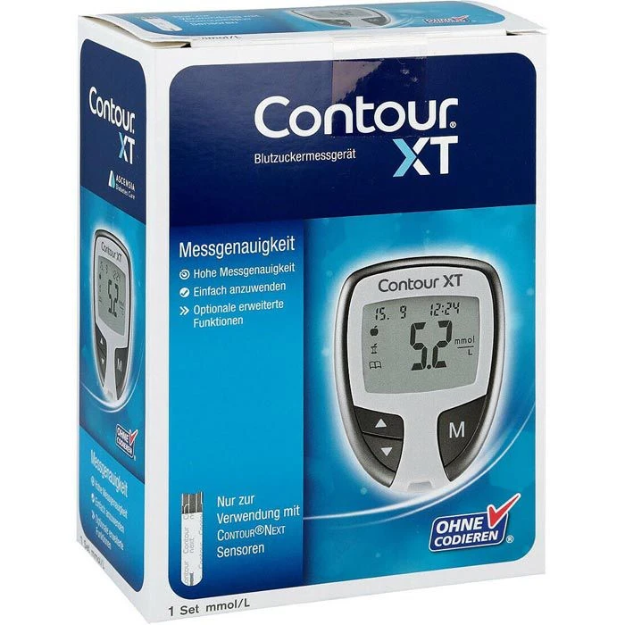 Contour Blutzuckermessgerät XT, Set Mit 5 Teststreifen & 5 Lanzetten, Mmol/L 1 Contour Blutzuckermessgerät XT, Set Mit 5 Teststreifen & 5 Lanzetten, Mmol/L