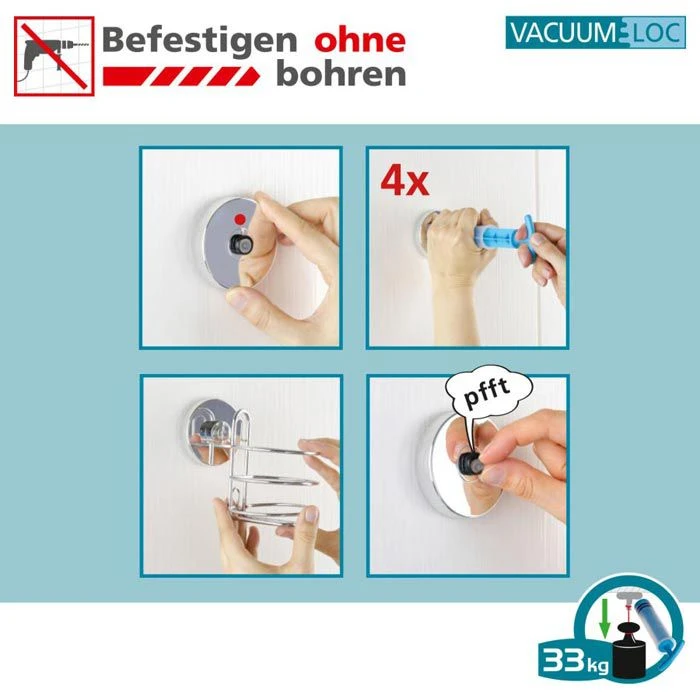 Wenko Toilettenpapierspender Quadro, 22687100, Edelstahl, Vacuum-Loc, Für 1 Kleinrolle, Silber 4 Wenko Toilettenpapierspender Quadro, 22687100, Edelstahl, Vacuum-Loc, Für 1 Kleinrolle, Silber – Bild 4