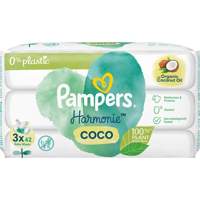 Pampers® Pampers Feuchttücher Harmonie Coco, 126 Tücher, Parfümiert, Je 42 Stück, 3 Pack 1 Pampers® Pampers Feuchttücher Harmonie Coco, 126 Tücher, Parfümiert, Je 42 Stück, 3 Pack