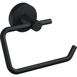 Tesa Toilettenpapierspender Moon Black, 40560, Ohne Bohren, Metall, Für 1 Kleinrolle, Schwarz