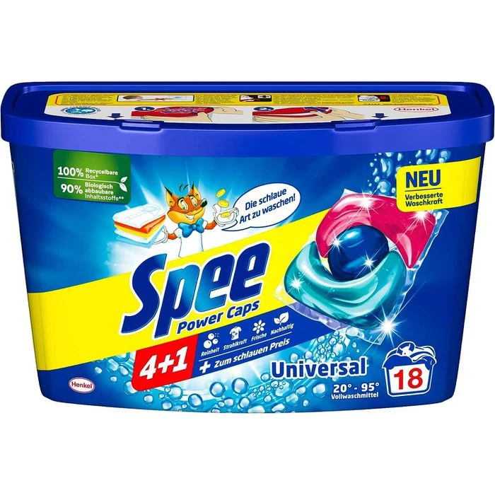 Spee Waschmittel Power Caps Universal 3+1, Vollwaschmittel, 234g, 18 Waschladungen 1 Spee Waschmittel Power Caps Universal 3+1, Vollwaschmittel, 234g, 18 Waschladungen