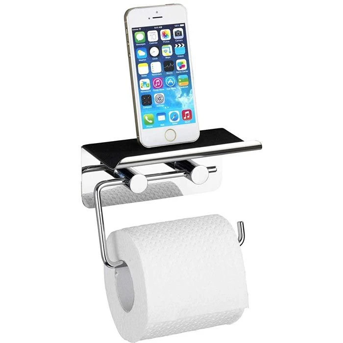 Wenko Toilettenpapierspender 21809100, Edelstahl, Für 1 Kleinrolle, Mit Ablage, Silber 1 Wenko Toilettenpapierspender 21809100, Edelstahl, Für 1 Kleinrolle, Mit Ablage, Silber