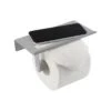 Axentia Toilettenpapierspender 129622, Metall, Für 1 Kleinrolle, Mit Ablagefläche, Silber