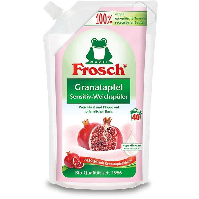 Frosch Weichspüler Granatapfel Bio-Qualität, 115523, 1 Liter, Hypoallergen, 40 Waschladungen 1 Frosch Weichspüler Granatapfel Bio-Qualität, 115523, 1 Liter, Hypoallergen, 40 Waschladungen