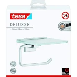 Tesa Toilettenpapierspender Deluxxe Mit Ablage, Ohne Bohren, Metall, Für 1 Kleinrolle, Silber -Tork Shop edbc062bdf58e224f82dc65c73ba9291c3a46316 toilettenpapierspender tesa deluxxe mit ablage