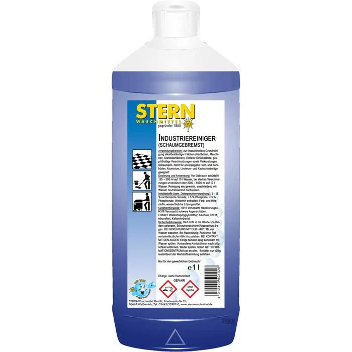 Stern Grundreiniger 12501-2, Schaumgebremst, Industriereiniger, Für Hartböden, 1 Liter 1 Stern Grundreiniger 12501-2, Schaumgebremst, Industriereiniger, Für Hartböden, 1 Liter