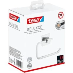 Tesa Toilettenpapierspender Deluxxe, 40400, Ohne Bohren, Metall, Für 1 Kleinrolle, Silber -Tork Shop ef49865f7d28aa61d350e975dafd28a837b98381 toilettenpapierspender tesa deluxxe 40400