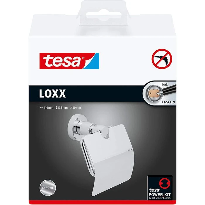 Tesa Toilettenpapierspender Loxx Mit Deckel 40273, Ohne Bohren, Metall, Für 1 Kleinrolle, Silber 4 Tesa Toilettenpapierspender Loxx Mit Deckel 40273, Ohne Bohren, Metall, Für 1 Kleinrolle, Silber – Bild 4