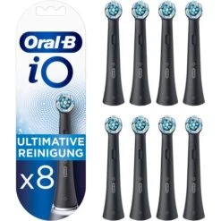 Oral B Oral-B Aufsteckbürsten IO Ultimative Reinigung, Schwarz, In Briefkastenfähiger Verpackung, 8 Stück