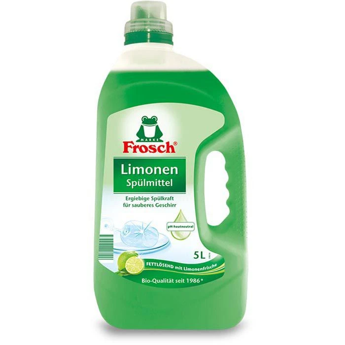 Frosch Spülmittel Bio-Qualität, Limonen, Fettlösend Mit Limonenfrische, 5 Liter 1 Frosch Spülmittel Bio-Qualität, Limonen, Fettlösend Mit Limonenfrische, 5 Liter